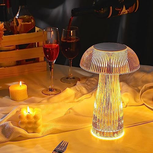 Image of XERGY Crystal Jellyfish Shape LED Table Lamp, Touch Control with Colors Changing and USB Rechargeable Night Light for Kids Nursery, Home Decor (Warm White, Cool White, Netural Light)