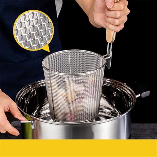 Cestini per friggere per patatine fritte, colini per alimenti, cestello per friggere, in acciaio inox, paletta per friggitrice in rete per friggitrice, setaccio per cucina, cestino più croccante