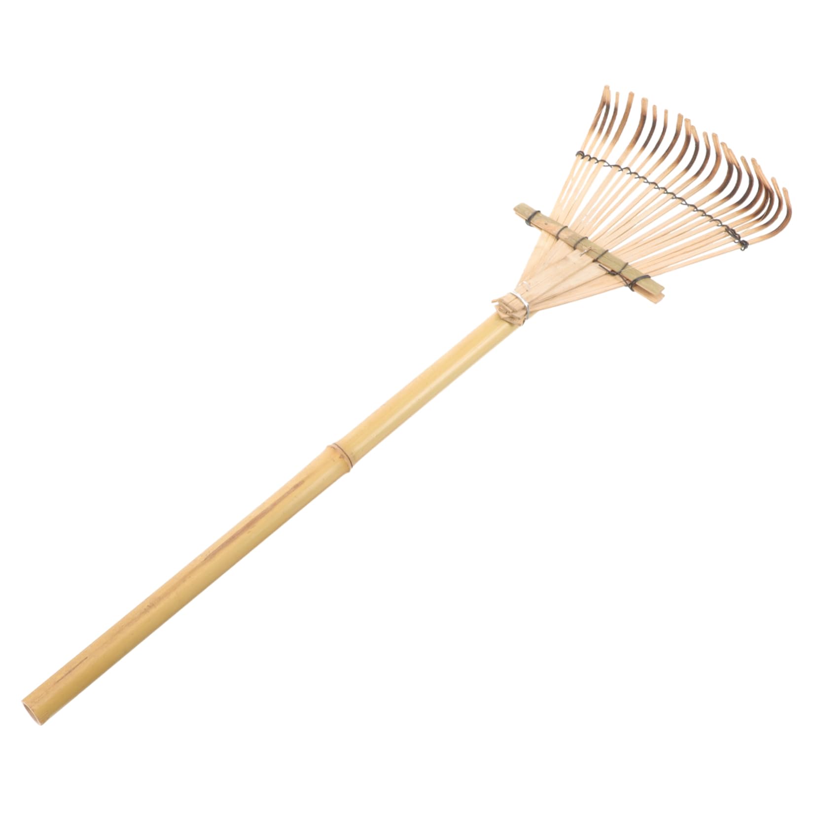 Milisten Outil de jardinage en bambou avec manche en bois, petit râteau de jardin pour desserrer les tâches de jardinage