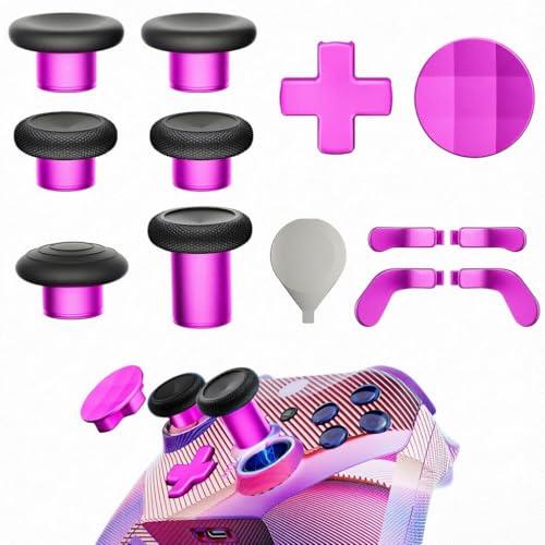 Image of 14-in-1 Controller Accessories Kit Compatible with Xbox Elite Series 2, 6 Premium Metal Thumbsticks, Swap Joysticks, 4 Interchangeable Paddles, 2 D-Pads, 1 Tool ,1 Storage Bag (Magenta)