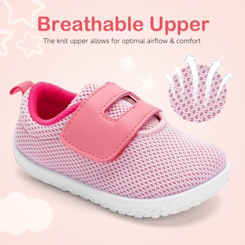 Image of nerteo Toddler Wide Toe Walking Shoes Girls Barefoot Shoes Breathable Lightweight Tennis Shoes