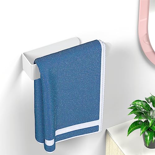 Image of HUFEEOH Adhesive Hand Towel Holder, Kitchen Towel Rack Towel Bars Wall Mounted, Stainless Steel Bath Towel Holder for Bathroom Hotel Kitchen (8 inch, White)