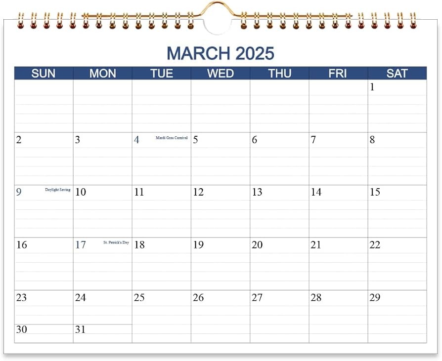 Amazon.com: Calendar 2025-2026 - Wall Calendar Runs Mar 2025 to Oct 2026-20 Months Calendar Planner with Thick Paper for Planning and Organizing for Home or Office, Blue Hanging Calendar, 8.5 x 11 Inches : Office Products