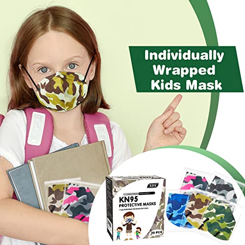 Xdx Kids Kn95 Masks For Children, 60 Pack Individually Wrapped Disposable Face Masks, 5 Layers Camo Kn95 Mask For Kids, Breathable & Comfortable, Filter Efficiency ≥95% #TOP1