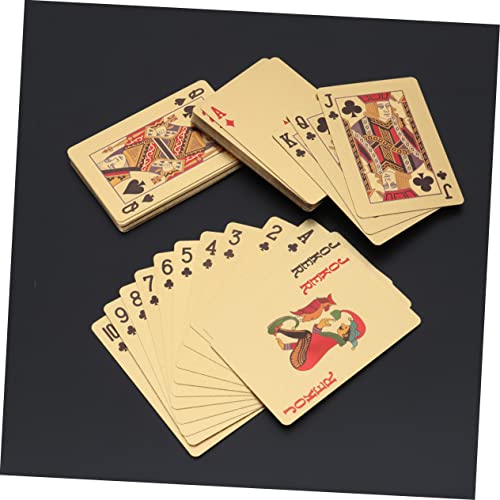 ABOOFAN Gold Folien Pokerkarten Professionell Langlebig Mit Ausgezeichnetem Griff Für Weihnachtsfeier Und Familienspiele Edles Kartendeck in Glänzendem Gold Für Sammler Und Geschenk – Bild 3