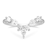 Wedding Bands for Women Marquise & Round Shaped Stackable Cubic Zirconia CZ V Shape Curved Engagement Rings for Her Size 3-12