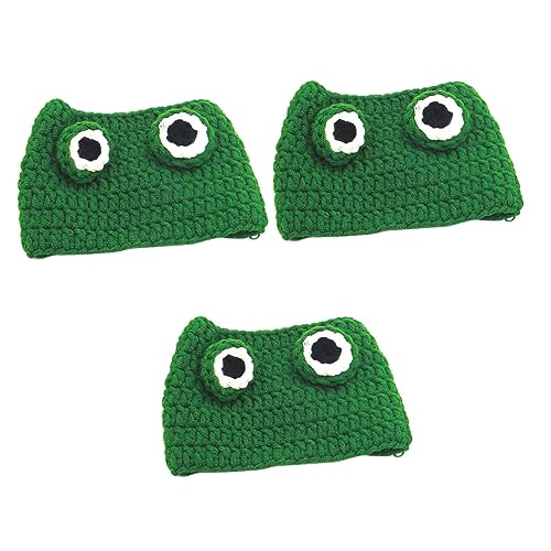 minkissy 3St Stickad Husdjursmössa Groddräkt Groda Katt Hatt Grodmössor Rollspelsdräkt Stickad Hundmössa Stickad Mössa För Hundar Stickad Mössa För Hundar Jul Hundmössa Valpmössa Kattunge