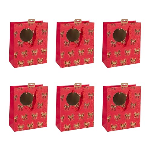 Clairefontaine - 202119-3Cpack - Un lot de 6 sacs cadeaux Noël - Formats moyens 21,5x10,2x25,3cm - Noeuds - Qualité supérieure, résistant : 210g - idéal pour : livre, jeux, petits coffrets