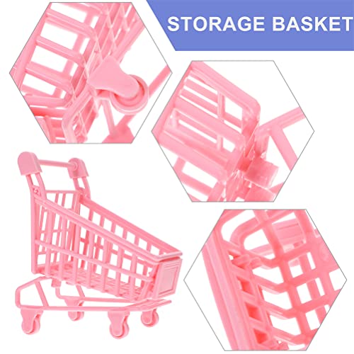 6 Pcs Mini Shopping Cart Mini Supermarket Trolley Mini Supermarket Cart Small Basket Cart Toy Handcart Pink, 12X8Cmx6Pcs #TOP4