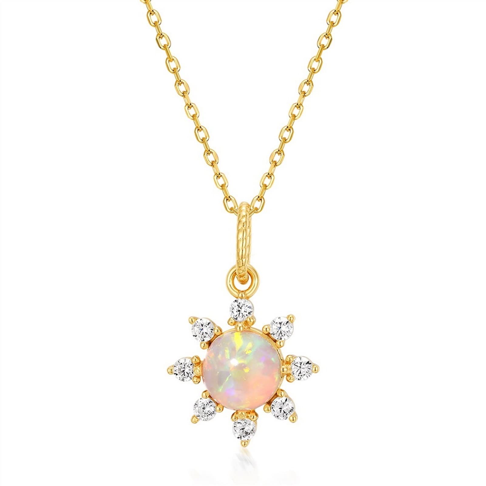 Hong Yi Fei-ShopHong Yi Fei-Shop Pendant Necklace 925 Sterling Silver Women's Pendant Opal White Zircon Sun Necklace Exquisite And Elegant Jewelry necklaces for women