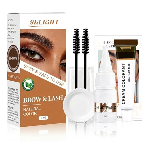 Lash Color Kit, At Home DIY Eyebrow & Eyelash Color Set, Instant Results with Natural Ingredients, Safe & Easy to Use, Temporary Color up to 2 Weeks (Brown)