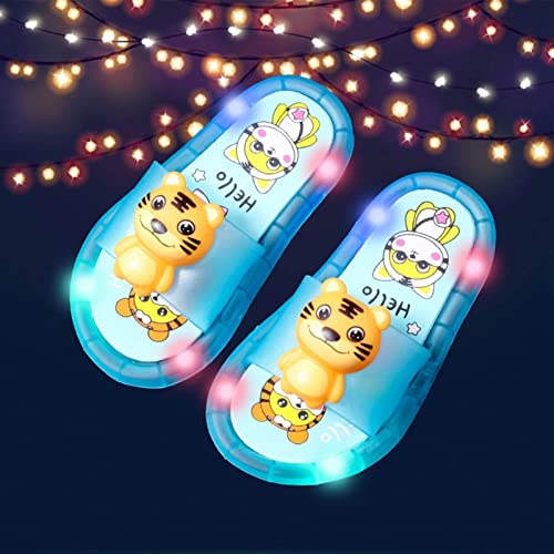 Toddler Little Kid Slides Sandals Girl Boy Light Up Cloud Slippers Super Soft Comfy Shoes Beach (Blue, 14 Big Kids)3