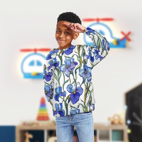 JUNZAN Cartoon Iris White Little Girls Sweatshirts Hoodies Crewneck Hoodie for Boys Athletic 4T4