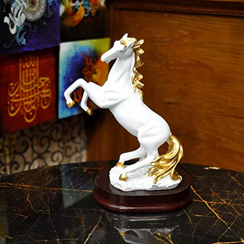 Image of AUGEN Polyresin White Horse Idol Statue Showpiece for Home Decor Decoration and Gifting (1 Piece, 1395A)