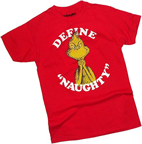 Dr. Seuss Define Naughty - How The Grinch Stole Christmas! T-Shirt, X-Large Red