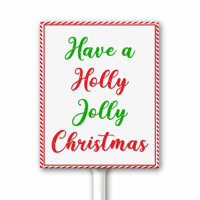 Christmas Decorations Outdoor Have A Holly Jolly Christmas Christmas Yard Sign with Stake 20x30cm Christmas Garden Decor Lawn Sign Sturdy Aluminum Rust Proof Easy Install
