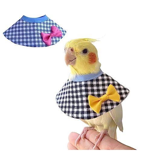Bird Recovery Cone Collar - Anti-Bite Elizabethan Neckwear Feather Plucking Protector for Parakeets Conures Cockatiels Chinchillas Hamsters Small Animals (Checkered-Grey,Green-cheeked conures)
