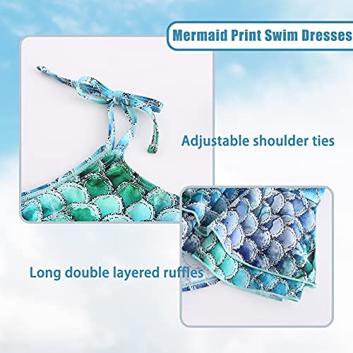 Image of Girls Leopard Swimsuits Hawaiian Ruffle One Piece Bathing Suit Skirted Swimwear for Kids 3-16 Years