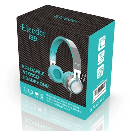 Elecder I39-GRAY/MINT Headphones With Microphone Foldable Lightweight Adjustable thumb #6