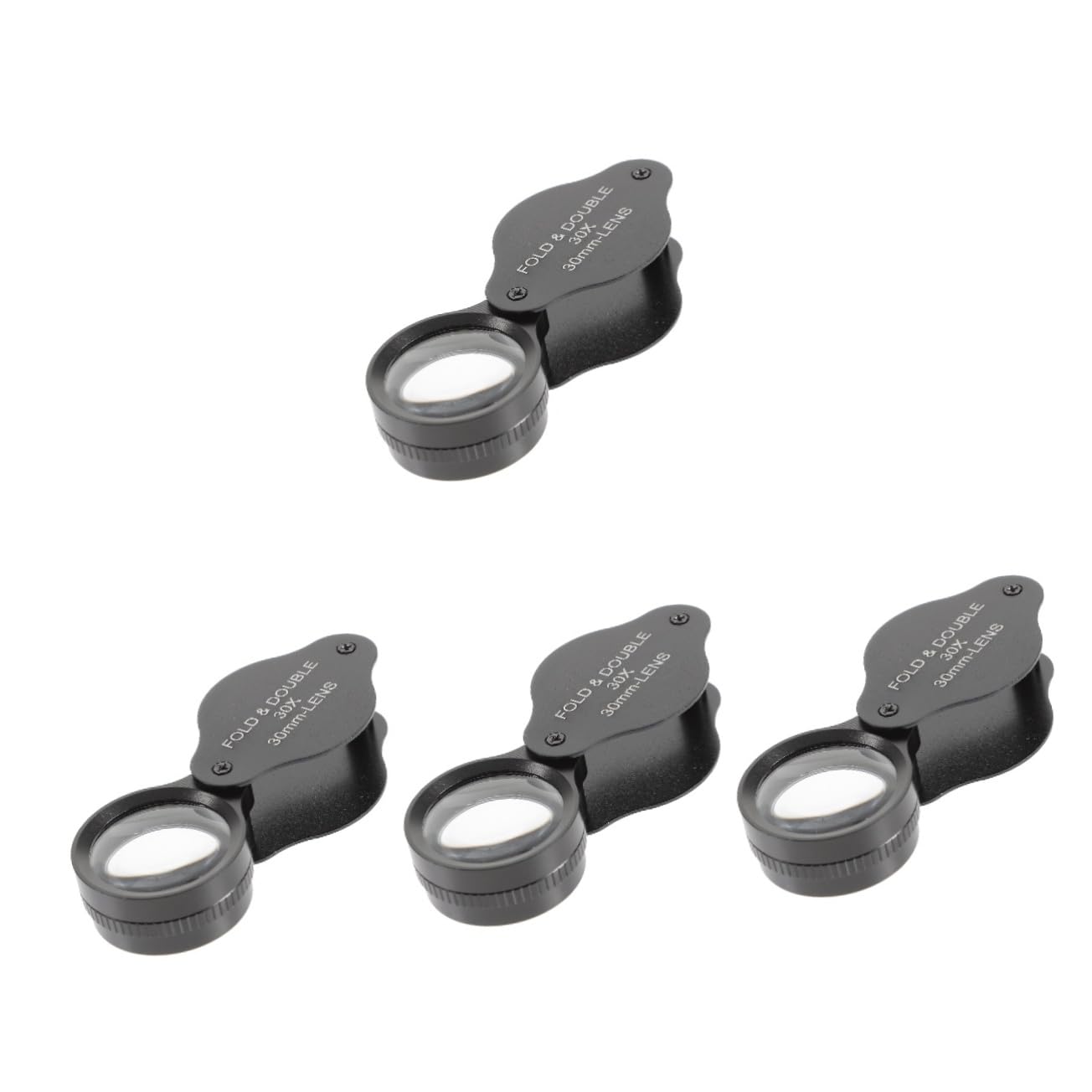 BESTYASH 4 Stück 30 Lupe Tragbare Lupenbrille Leichte Handlupe Juwelierlupen Seniorenlinse Handlupenetui Aluminiumlegierung Schwarz