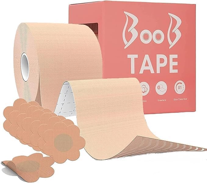 frixo Boob Tape Kit (5cm Wide) for Breast Lift – Breathable Adhesive Sticky Bra Tape with 10 Nipple Covers | Invisible Push Up Support for Backless, Strapless & Deep Neck Dresses | Skin Tone Beige (3)-picture-12