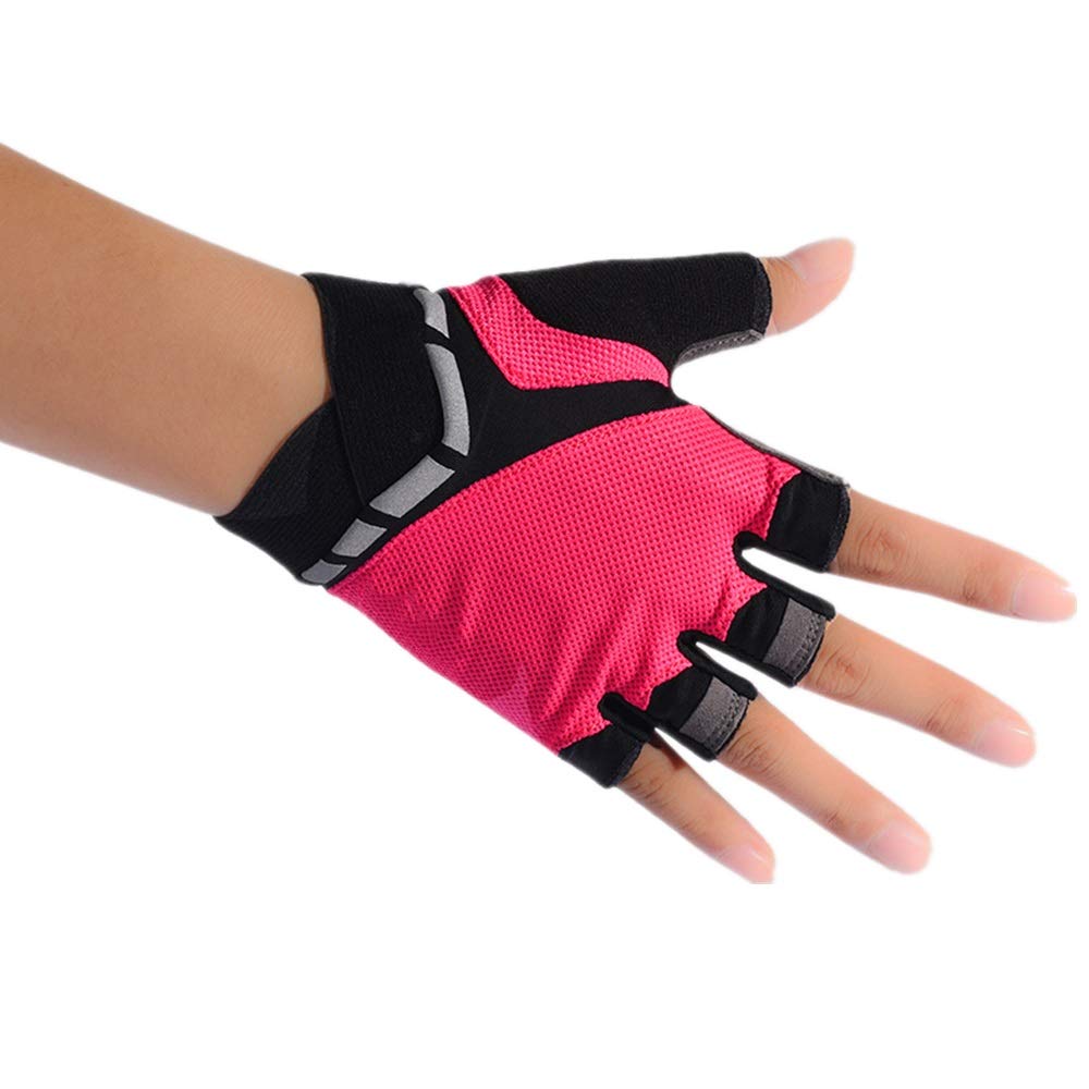 Guanti Antiscivolo per la Palestra Guanti da Palestra da Donna, Guanti da Cross Training, Guanti Senza Dita(Rose Red,L)