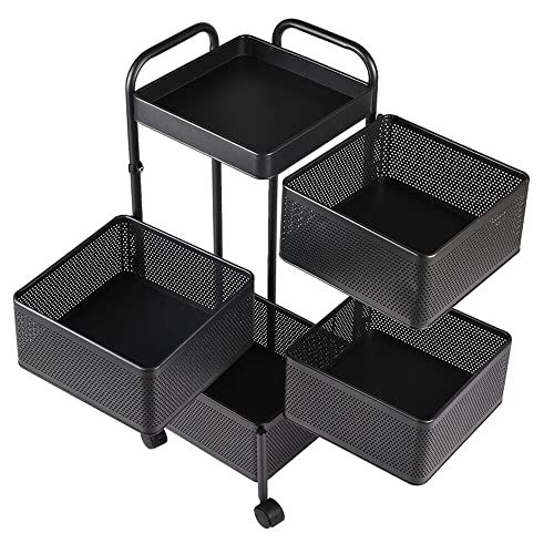 HYGRAD BUILT TO SURVIVE 3 4 5 Tier Rolling Multi-purpose Metal Rotating Detachable Mesh Potato/Fruits/Vegetable Storage Baskets Shelf Organizer Tidy Kitchen Rack With Wheels (4 Tier)