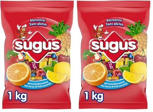 Sugus Caramelo Masticable a Base de Zumo de Frutas, Chuches Halloween, Golosinas Halloween (1kg) (Paquete de 2)
