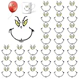 Gjinxi 30 Stück Weihnacht Gesicht Aufkleber, Aufkleber Weihnachten Aufklebers für Weihnachtskugeln, DIY Aufklebers Weihnachten Wandaufkleber für Weihnachtsdeko