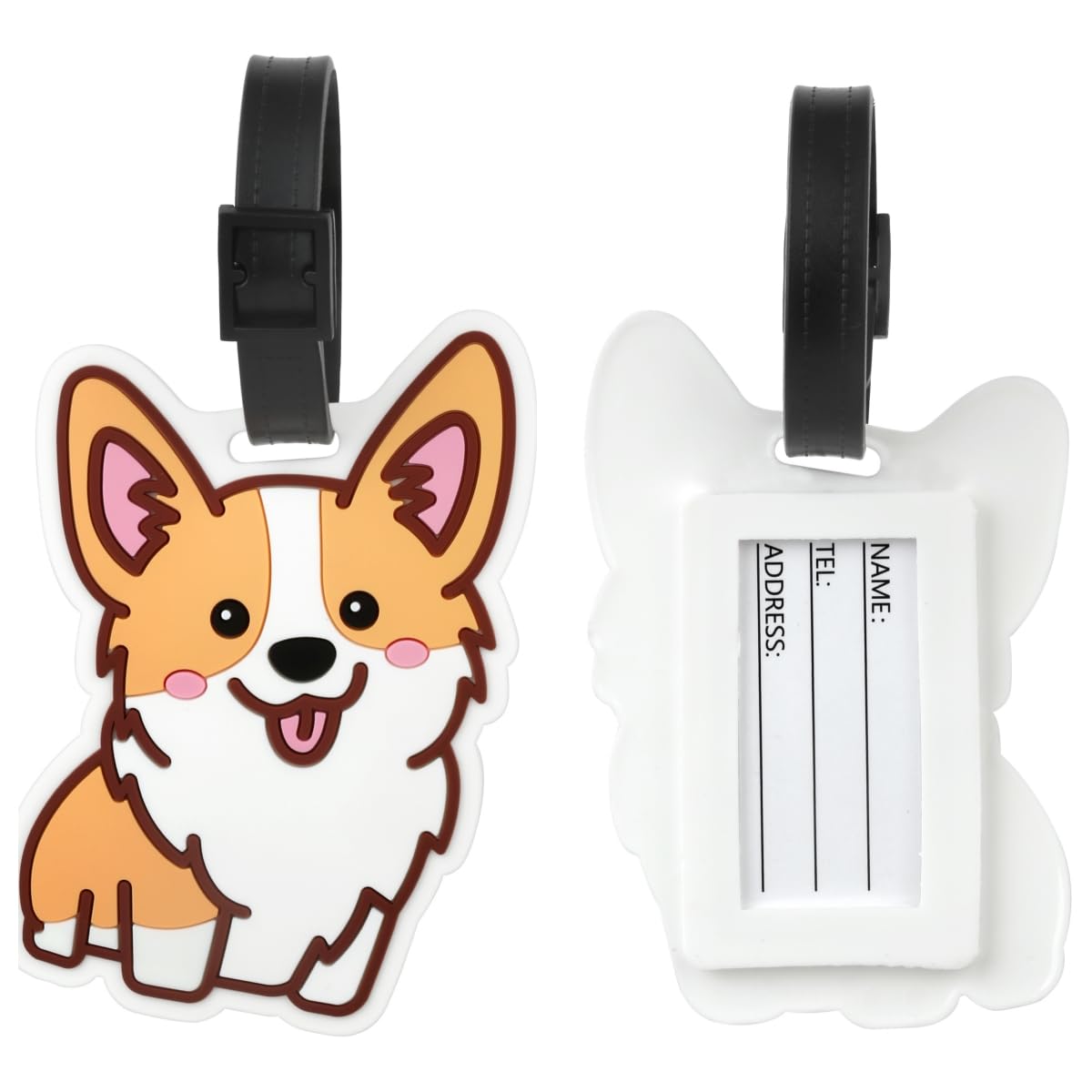 Tahbertty Cute Silicone Luggage Tags, Bag Tag Travel ID Labels Tag for Baggage Suitcases Bags (Welsh corgi)