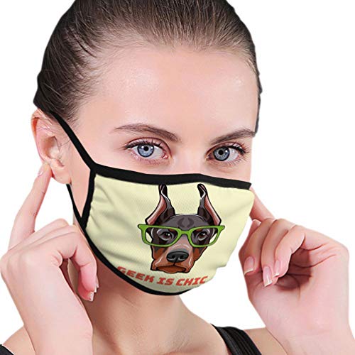 Preisvergleich Produktbild NA Mundschutzmaske Waschbar - Windschutz Dobermann Pinscher Gesicht Geek Brille Smart isoliert Dobermann Pinscher Gesicht Geek Brille Smart