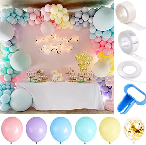 Yiran 130 Pieces Unicorn Balloon Garland Arch Kit 5M16ft Long Macaron Balloons Pastel Rainbow Balloons for Birthday Party Backdrop Background Decorations for Girls Kids