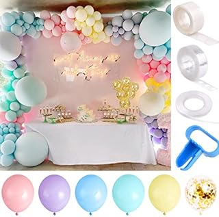 Yiran 130 Pieces Unicorn Balloon Garland Arch Kit 5M16ft Long Macaron Balloons Pastel Rainbow Balloons for Birthday Party Backdrop Background Decorations for Girls Kids