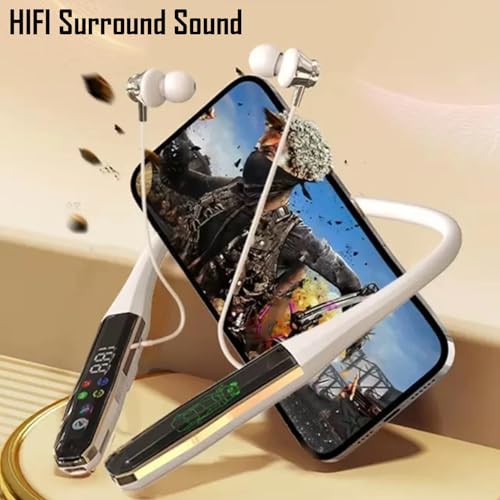 Image of iFAST IF-175 AI-Powered Voice Changer (Male /Female /Child Voice) Wireless Neckband Earphone with Digital Display, Karaoke Mode, Bluetooth 5.4, Up to 50 Hours Playtime, HD Mic | Beige