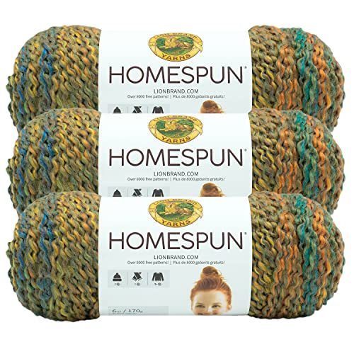 Image of Lion Brand Yarn Homespun Yarn, Soft Bulky Yarn for Knitting, Crocheting, and Crafting, 3 Pack, Painted Desert