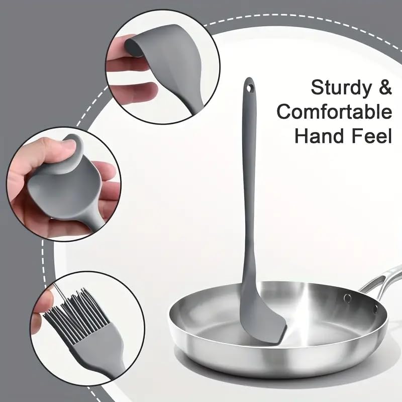 Miniatura 2 de Juego de 6 espátulas de silicona, espátulas de goma de grado alimenticio con agarre ergonómico, espátulas de goma resistentes al calor, juego de