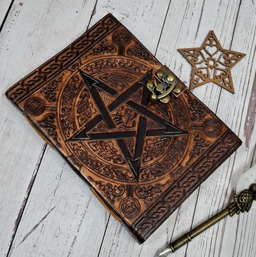 Journal intime en cuir protecteur contre l'usure à pentagramme ancien