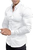 Men’s Muscle Fit Dress Shirts Athletic Slim Fit Long Sleeve Stretch Casual Button Down Shirt