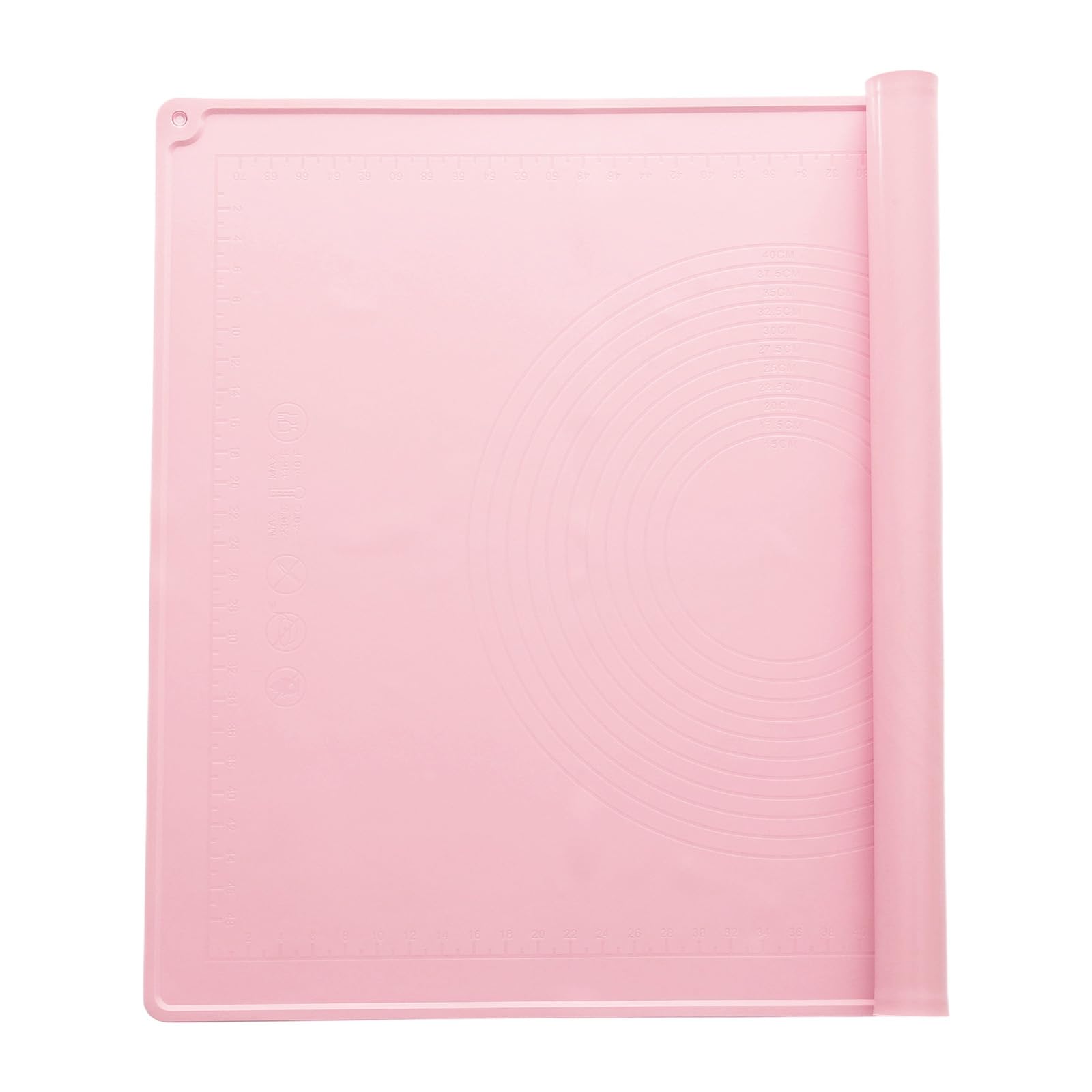 uxcell Tapis de pâtisserie en silicone, 80 x 60 cm, tapis de cuisson en silicone avec mesures, tapis à rouler pour pâte à pâtisserie, biscuits, pain, pizza, rose