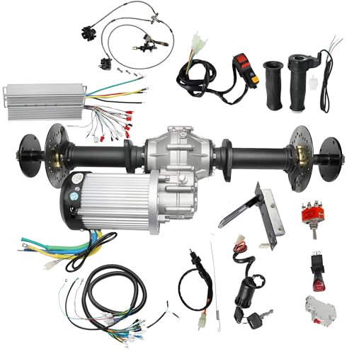 43.3in Rear Axle Kit with 60V 2500W Brushless DC Motor & Differential, 12:1 Gearbox, 400Nm Torque for Go Kart ATV UTV Golf Cart Trike Buggy DIY Electric Vehicle