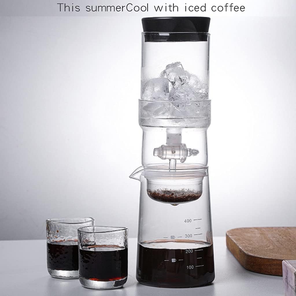 Habiba Iced Drip Coffee Maker Portable Cold Brew Coffee Maker, Siphon Coffee Maker with Reusable Filter, 400ml/13.5oz Borosilicate Glass Coffee Maker Reusable
