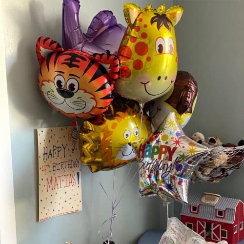 Jungle Safari Animal Balloons, 7 Pcs Giant Tiger Lion Monkey Cow Zebra Elephant Giraffe Head Foil Balloons For Kids Jungle Safari Wild Zoo Animal Theme Birthday Baby Shower Party Decorations Supplies #TOP7