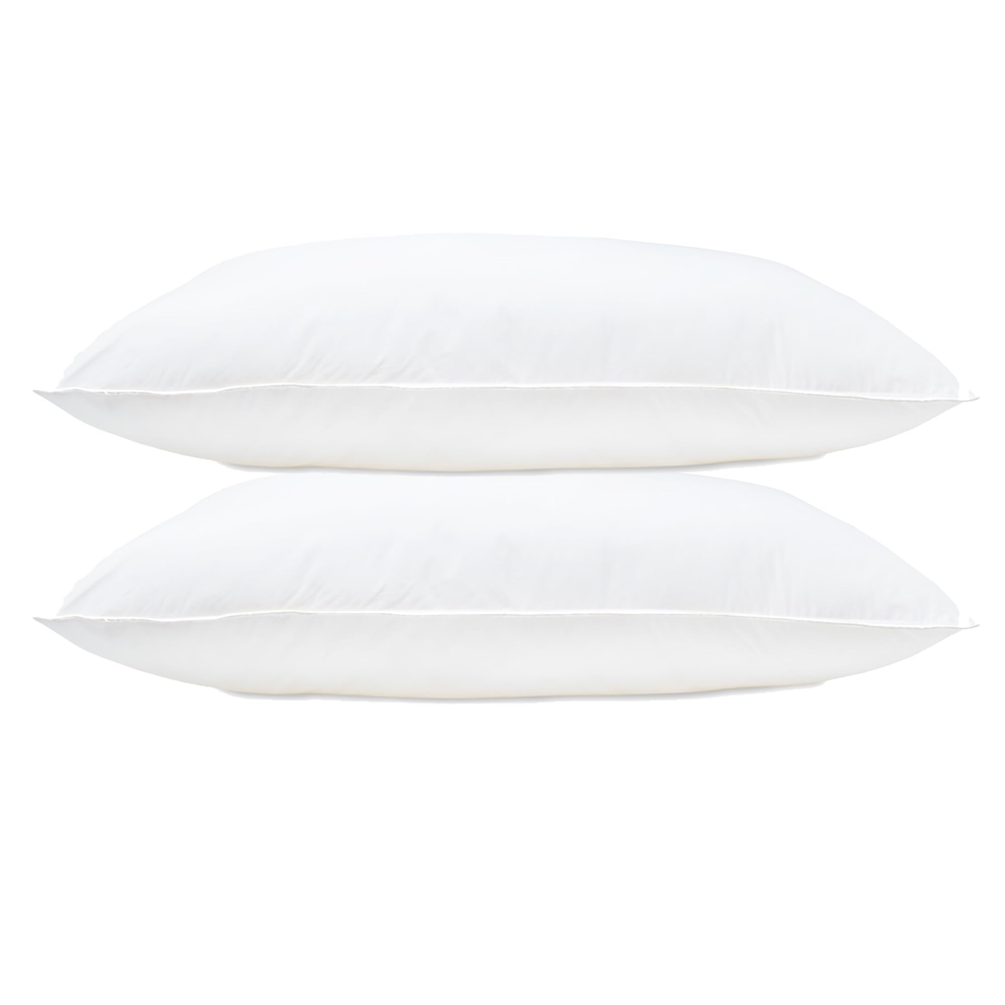 Lancashire Textiles White Piped Pillow Cotton Pillow 2 Pack, White Piping Edge, Hollowfibre Filled Medium Firmness And Support Bed Cushion – Well-Filled Multipack Pillows For Comfort Sleeping – 71Cm X 46Cm [27” X 18”]