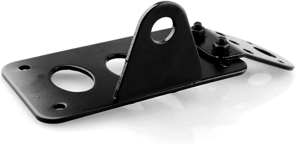 Motorcycle License Plate Bracket, Aluminum Alloy Solid Brake Tail Light License Plate Side Mount Metal Holder with Screw Accessories for Most Motorcycle Street Bike