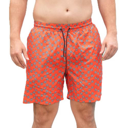 Checkered Flag - Lined Swim Trunks