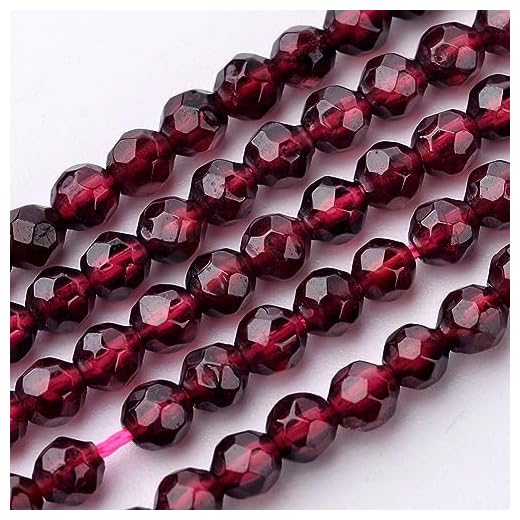 Airssory 100 Stks 3 ~ 3.5mm Natuurlijke Granaat Kraal Strengen Grade AB Facet Ronde Kleine Losse Kristal Edelsteen Losse Kraal voor DIY Sieraden Maken Crafting