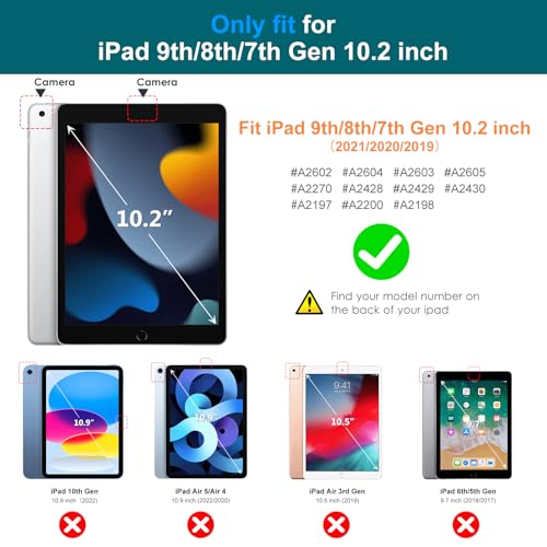 Image of DTTO for iPad 9th /8th /7th Generation 10.2 inch Case 2021 /2020 /2019 with Keyboard, 7 Colors Backlit Wireless Detachable Keyboard Premium Leather Folio Cover with Pencil Holder & Pocket, Blossom