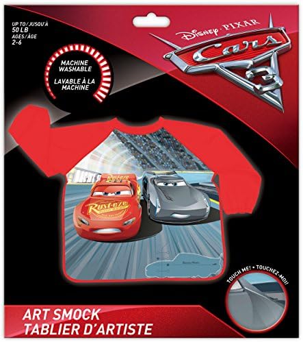 Cars 3 Disney Pixar Movie Children Art Smock Kids Art Apron with Waterproof Long Sleeves - Ages 2-6 - Lightweight and Comfortable