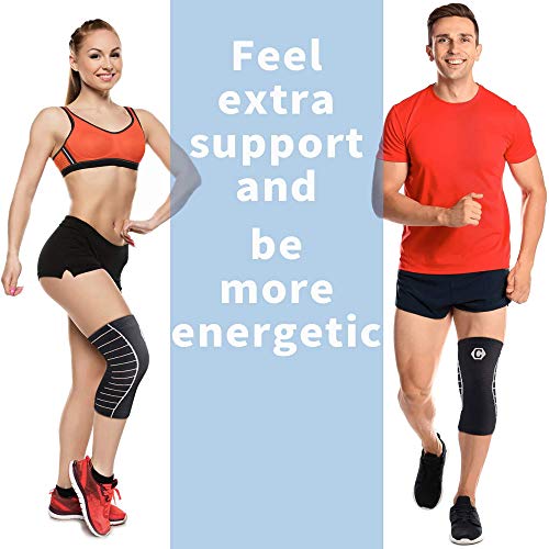 image for CAMBIVO 2 Pack Knee Compression Sleeve, Knee Brace Support for Men and