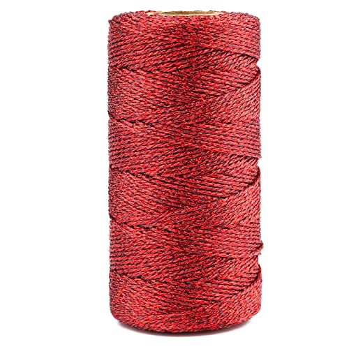 Cuerda metálica decorativa para panaderos y decoración navideña de paquetes de regalo, rojo 2